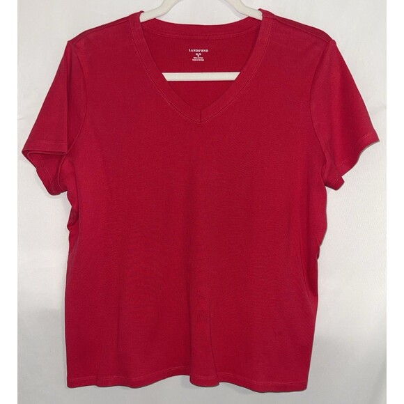Lands' End Tops - Lands End T-shirt Red V-neck 100% Cotton Women’s Size XL Petite